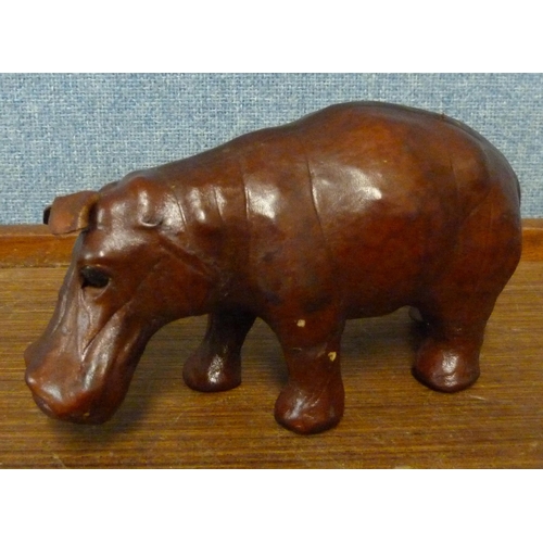 325 - A small leather hippopotamus