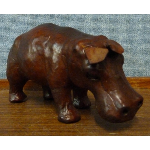 325 - A small leather hippopotamus