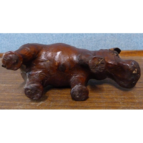 325 - A small leather hippopotamus