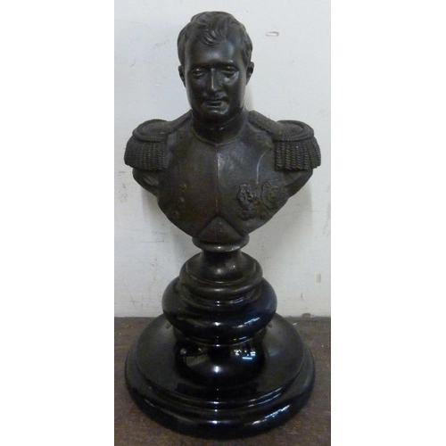 326 - A bronze bust of Napoleon on black marble socle