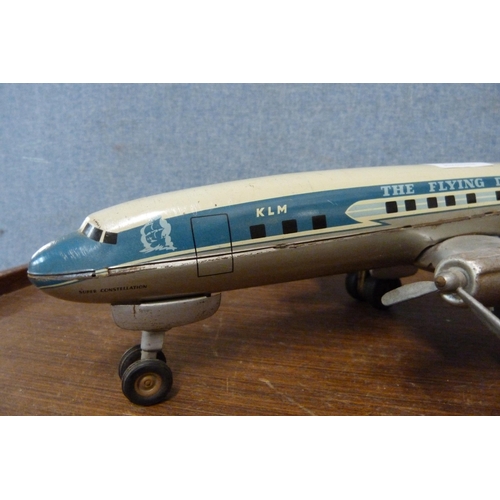 332 - A post-war model tin plate toy KLM 'Flying Dutchman' Lockheed Constellation aeroplane by Arnold of W... 