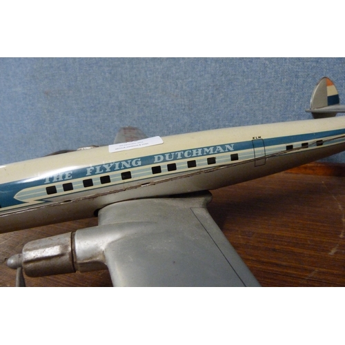 332 - A post-war model tin plate toy KLM 'Flying Dutchman' Lockheed Constellation aeroplane by Arnold of W... 