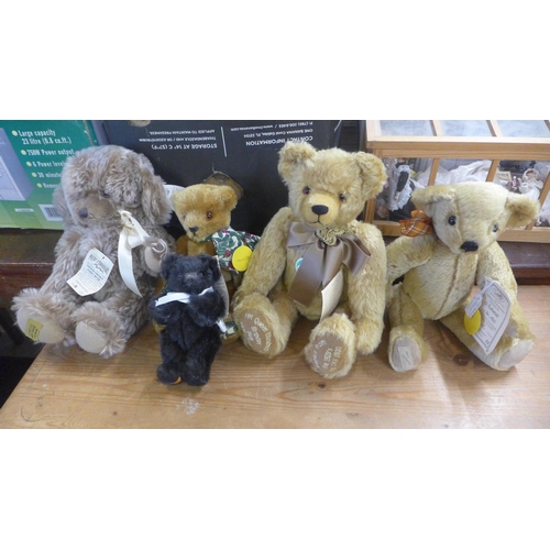 347 - A collection of Teddy bears, including Merrythought, Deans, etc.