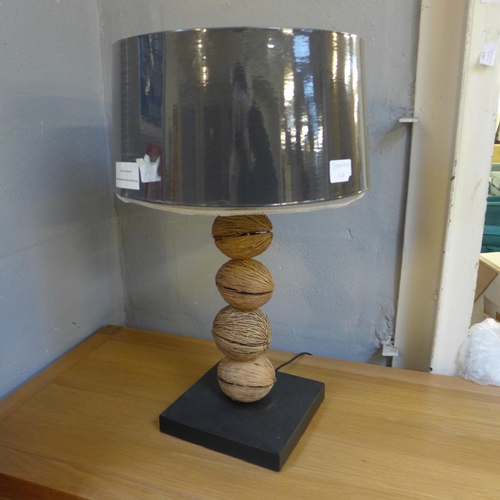 1631 - A coconut table lamp with black shade and base