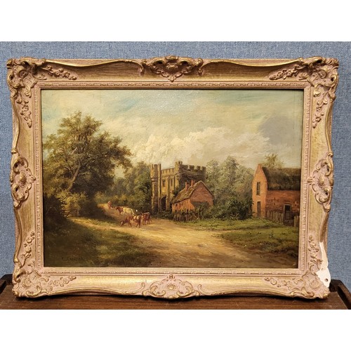 246 - E. Crosland, rural landscape, oil on canvas, framed