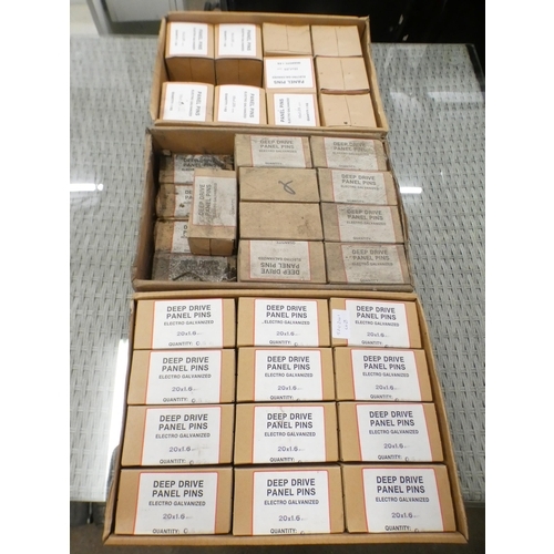 2293 - 3 Boxes of deep dried panel pins * this lot is subject to VAT