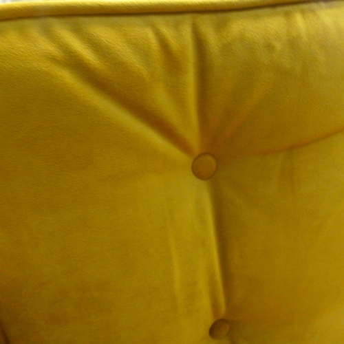 1496 - A mustard velvet upholstered mid-Century style three seater sofa