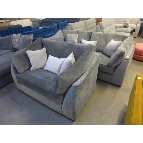 1497 - A Barker and Stonehouse grey velvet upholstered three seater sofa and loveseat RRP £2428