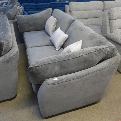 1497 - A Barker and Stonehouse grey velvet upholstered three seater sofa and loveseat RRP £2428