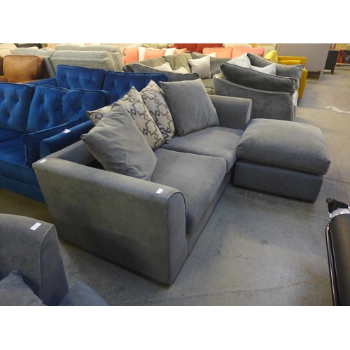 1500 - A mid-grey upholstered 2.5 seater sofa with patterned scatter cushions