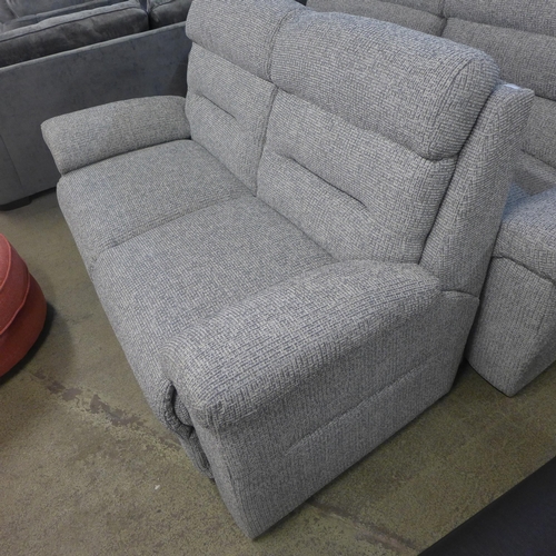 1525 - A grey flecked textured weave upholstered electric reclining three seater sofa and static two seater... 