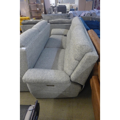 1525 - A grey flecked textured weave upholstered electric reclining three seater sofa and static two seater... 