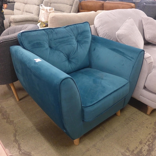 1533 - A Hoxton teal velvet armchair