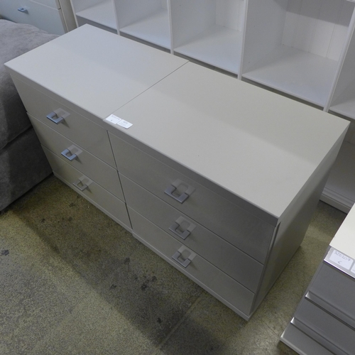 1572 - A pair of grey glass fronted three drawer bedside chests * this lot is subject to VAT