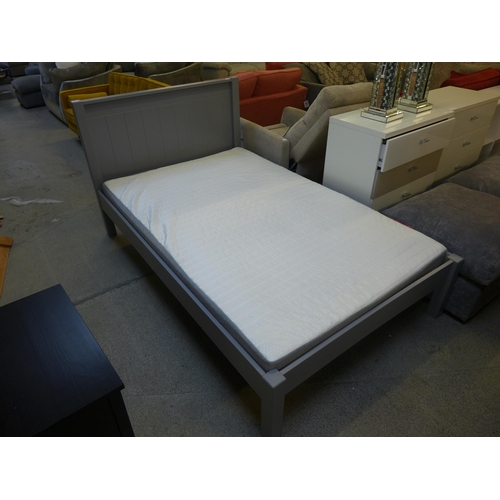 1578 - A grey painted small double ¾ bed frame and mattress * this lot is subject to VAT