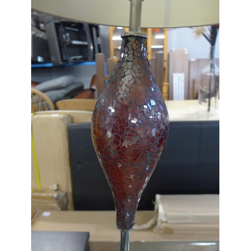 1589 - A glass and metal standard lamp