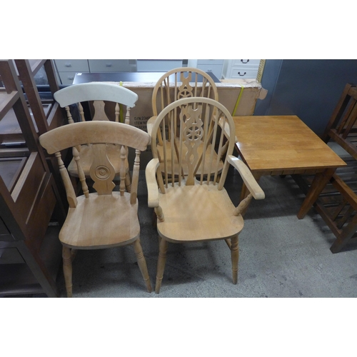 1612 - Four beech chairs and an occasional table