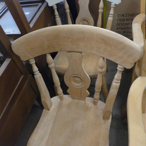 1612 - Four beech chairs and an occasional table