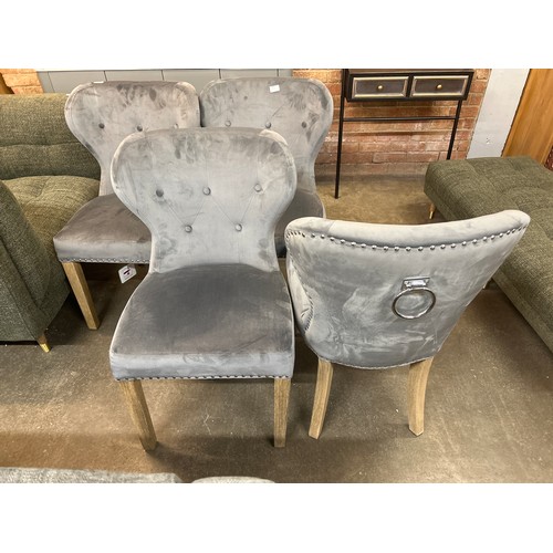 1492 - A set of four Arlo grey velvet upholstered dining chairs RRP £796 *This lot is subject to VAT