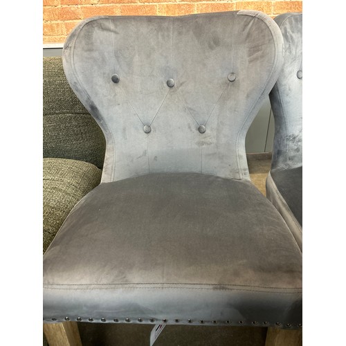 1492 - A set of four Arlo grey velvet upholstered dining chairs RRP £796 *This lot is subject to VAT