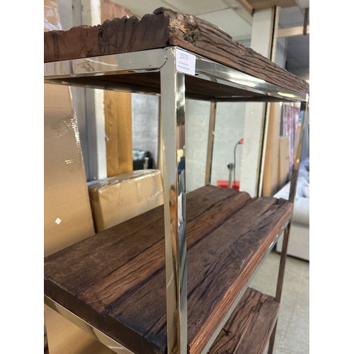 1579 - A railway sleeper shelving unit - damaged * this lot is subject to VAT