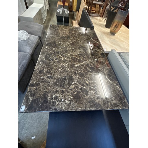 1585 - A mocha marble effect dining table with V shaped base