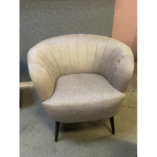 1514A - A champagne textured weave upholstered shell back side chair, damaged legs