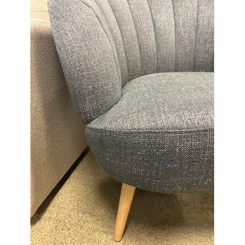 1628 - A grey textured weave shell back side chair (damage to one leg)