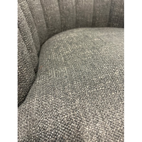 1628 - A grey textured weave shell back side chair (damage to one leg)