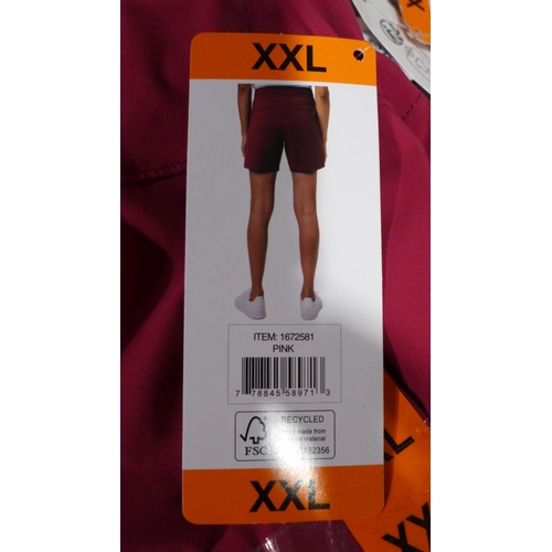 3057 - Five pairs of women's cherry pink Tuff Athletics shorts - size XXL * this lot is subject to VAT