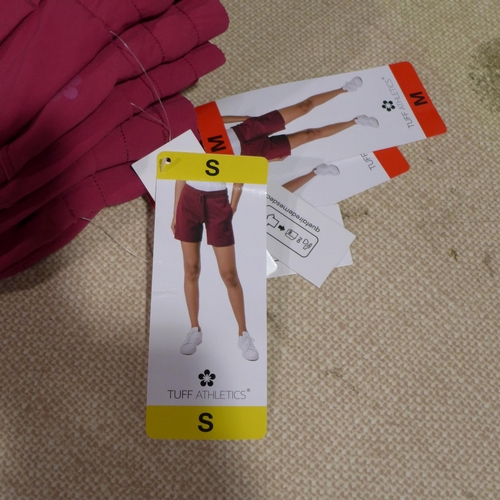 3059 - Five pairs of women's cherry pink Tuff Athletics shorts - mixed size * this lot is subject to VAT