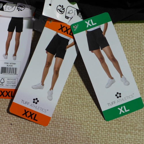 3067 - Five pairs of women's black Tuff Athletics shorts - mixed size * this lot is subject to VAT