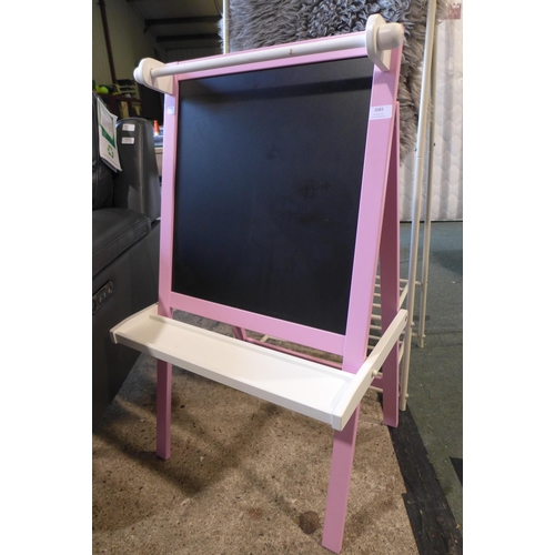 3083 - Child's pink and white chalk board/easel