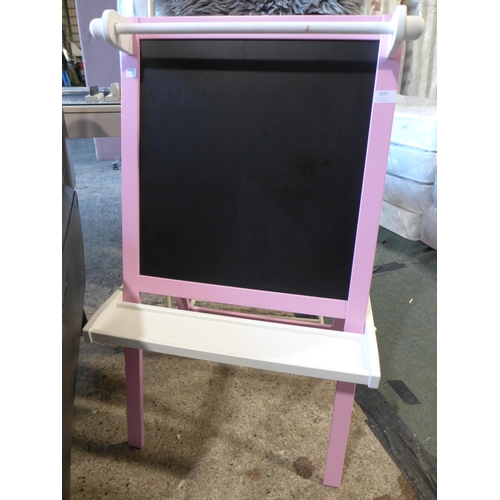 3083 - Child's pink and white chalk board/easel