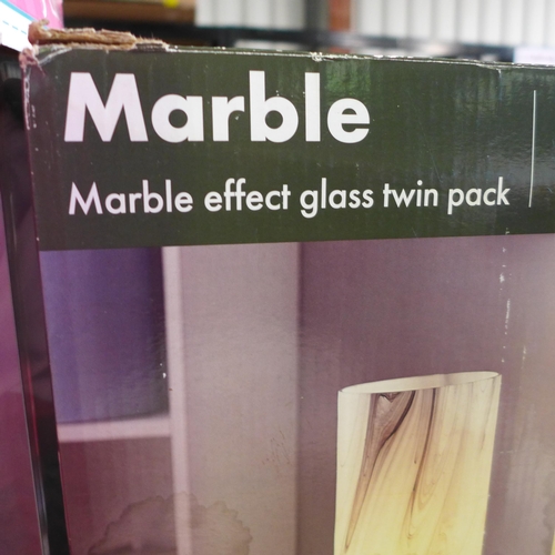 3127 - Marble effect twin pack glass lamps