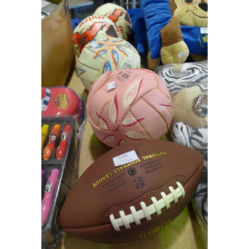 3146 - Four Mitre and Wilson footballs - mixed style/size/colour