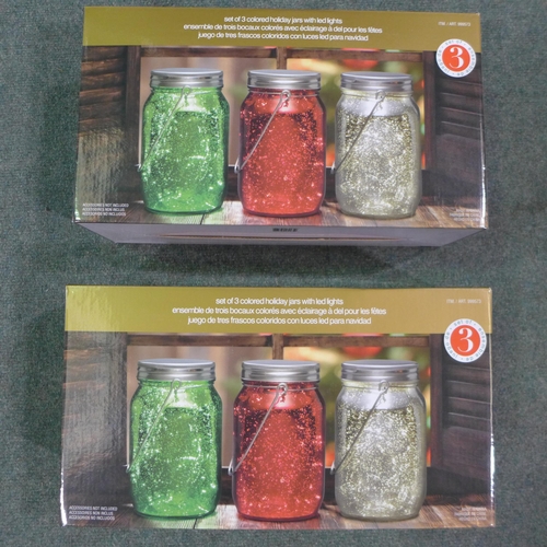 3151 - Two 3 packs holiday jars with LED lights