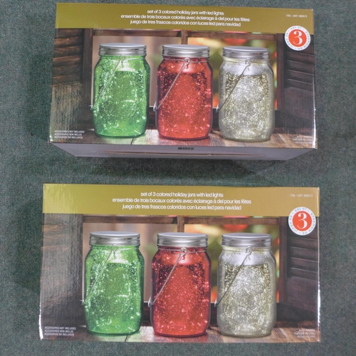 3153 - Two 3 packs holiday jars with LED lights