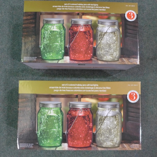 3154 - Two 3 packs holiday jars with LED lights