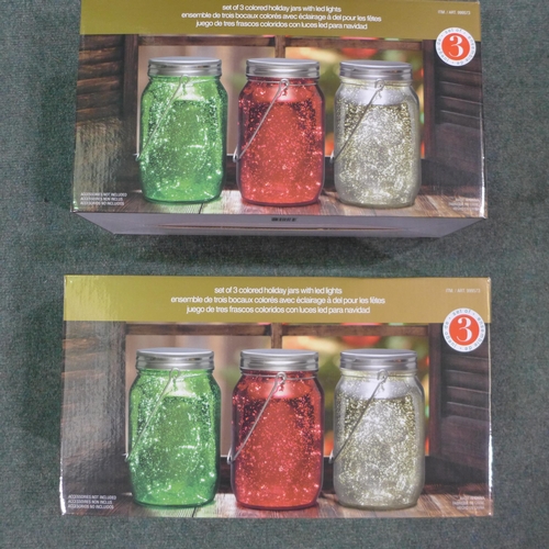 3155 - Two 3pk holiday jars with LED lights