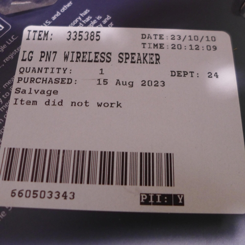 3165 - LG Pn7 Wireless Speaker   (309-235)   * This lot is subject to vat