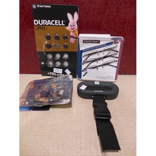 3183 - Fgx Mens Metal Reading Glasses  +1.50, Salter Digital Luggage Scale - Upto 40Kg, Duracell 2032 Coin ... 