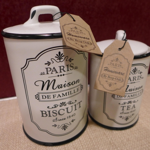 3197 - Besp-Oak two piece biscuits and sugar canister set