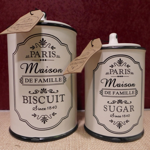 3198 - Besp-Oak two piece biscuits and sugar canister set