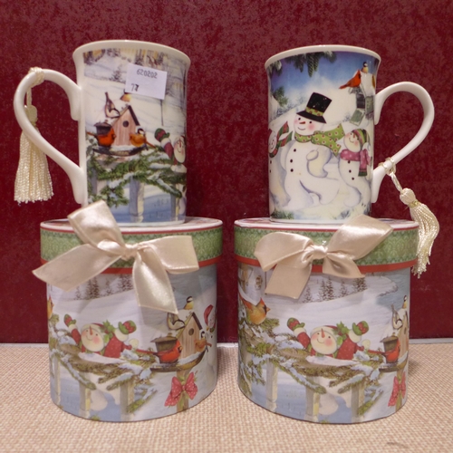 3201 - Set of two Besp-Oak Snowman mugs in gift boxes