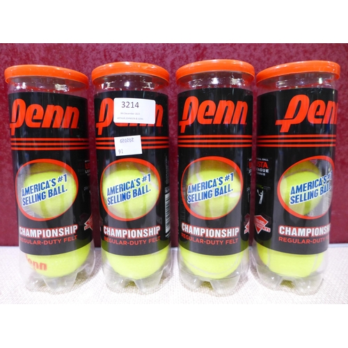 3214 - Four tubes of 3 Penn tennis balls