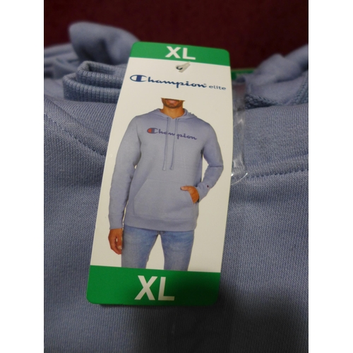 3241 - Six pale blue men's Champion hoodies - size XL