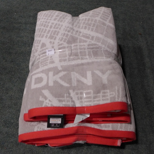 3262 - A set of four light grey and red DKNY City Map towels - 2 bath sheets and 2 bath towels * this lot i... 