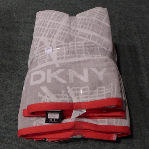 3263 - A set of four light grey and red DKNY City Map towels - 2 bath sheets and 2 bath towels * this lot i... 