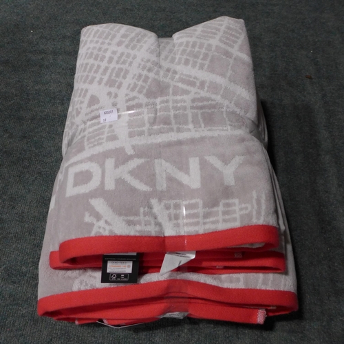 3268 - A set of four light grey and red DKNY City Map towels - 2 bath sheets and 2 bath towels * this lot i... 